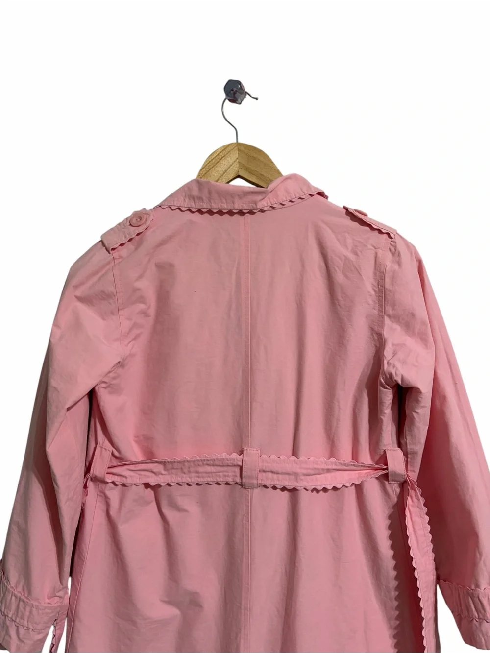 The Children’s Place Girl Pink Trench Coat Jacket Scalloped Trim Button SZ 10/12